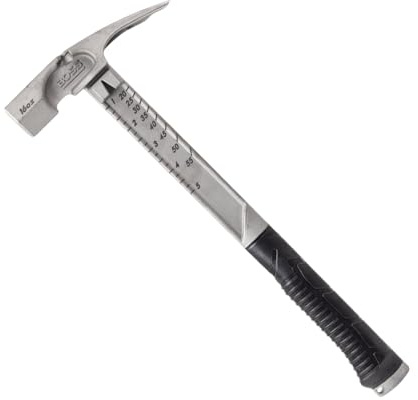 Boss Hammer 16 oz. Pro Plus Titanium Hammer - Ti64 Construction Grade, New Side Nail Extractor, 20% Thicker Handle, 1/4 Tether Hole, Milled Face - Made in the USA - BHPPS16TIM