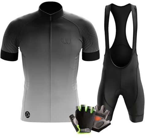 VOXCAUTQ Män sommar cykling kortärmad topp och gel haklapp shorts set, kortärmad cykling jersey kit andningsbara MTB kläder kostymer, Typ-13, 5XL