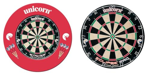 Unicorn Dartboard & Backboard Surround | Striker | Sisal Bristle Board & Lightweight Injection & Dartboard | Eclipse Pro | Ultra-Visible Number Ring & Spider | Championship Quality Sisal Bristle