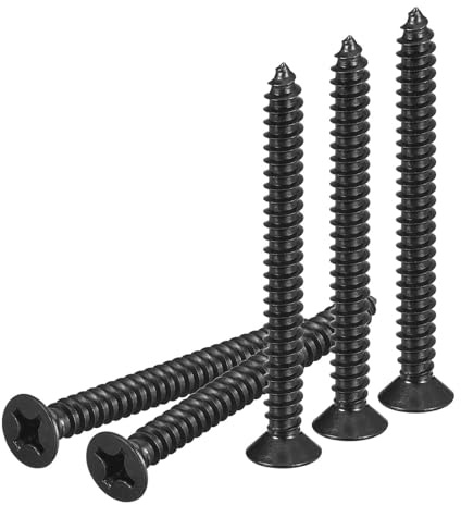 DTGN 50Pcs #12x2 Flat Head Wood Screws, 304 Stainless Steel Phillips Self Tapping Screws - Good for Woodworking, Furniture - Black