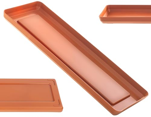 KADAX Sottovaso per vaso di fiori, in plastica, rettangolare, per vasi di fiori, sottovaso (rosso mattone, 40 cm), K9982