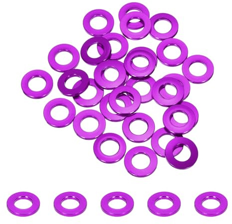 QUARKZMAN 30 Pièces Rondelles Metal M8, Rondelles Plates M8 x 15 mm, Rondelle en Alliage d'Aluminium, Épaississement, pour Vis et écrous, gonds de Porte, Pièces de Modèles Rc, Violet