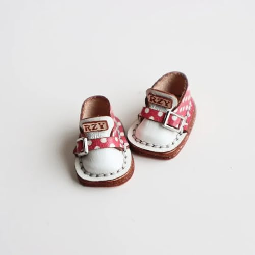 1/12 BJD Doll Shoes Clothes Accessories Toys (White-red Polka dots) | for Ob11,GSC,Body9,YMY Body Dolls 1 Pair