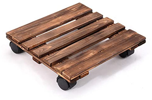 Blumentopf-Rolltablett, Topfständer aus Holz mit Rädern, Pflanzencaddy 10 Zoll, 12 Zoll, 14 Zoll, Pflanzentrolley mit Rädern für den Außenbereich, Pflanzgefäß mit Rollen