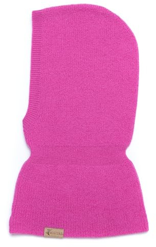 KNITAS Stickad barnmössa av merino och kashmirull för spädbarn, småbarn I supermjuk varm balaklava I vintermössa för barn, beige, rosa, grå, fuchsia, svart, Fuchsie, 50-54