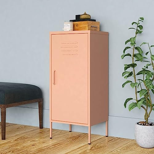 Xichuzi Lagerschrank, Flurschrank, Putzschrank, Besenschrank, Aktenschrank, Schrank Schmal, Aufbewahrungsschrank, Vorratsschrank, Rosa 42,5x35x101,5 cm Stahl