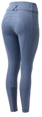 HORZE Damen Thermo Reithose Corinne, Softshell Winter Reithose mit Handytasche und Vollbesatz, Blau, 36