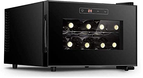 MOLVUS Mini Cave à vin à température constante Autonome, Verre trempé protégeant des Rayons UV, Mini réfrigérateur à vin Compact d'une capacité de 12 Bouteilles, contrôle numérique