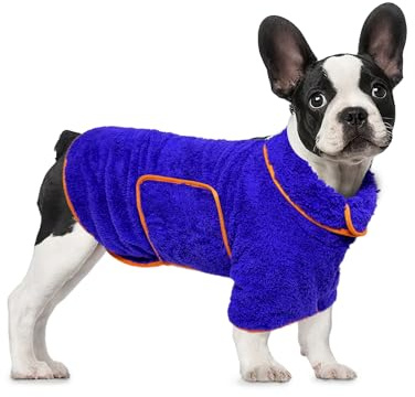 Bibykivn Hundebademantel, Bademantel für Hunde | Schnell Trockend, Einstellbar, mit Klettverschluss, Saugfähiger, für Große Mittel und Kleine Hunde (S)