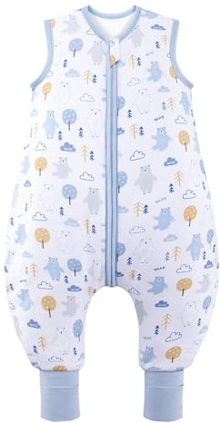 ToyaTec Sacco nanna con piedi, 2,5 Tog, super morbido, realizzato in rayon di bambù, per bambini, in fibra di bambù, per l'inverno, per l'autunno e l'inverno (orsi, 100cm (3-5 Jahre))