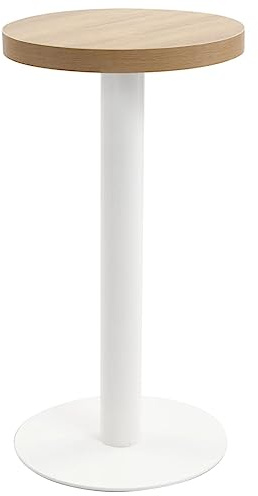 Teenpull Bistrotisch Hellbraun 40 cm, runder Stehtisch mit MDF-Platte, robuster Stahlfuß, für 2 Personen, ideal für Küche, Esszimmer, Café, Bar
