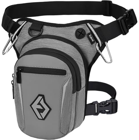 Eshow Pernera Moto Ampliable, Bolsa Pierna con Correas Ajustables y Tira Reflectante para Hombre y Mujer, Riñonera para Viajes Senderismo Ciclismo Montañismo Trabajo Deporte