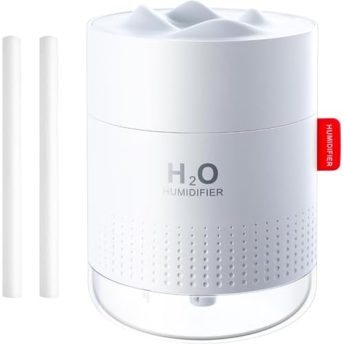 500ml Air Humidifier, Ultra Quiet Room Air Humidifier, Portable Air Purifier, with LED Night Light, Waterless Automatic Shut-Off for Living Room Baby Kids Room, White (White)