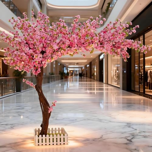 Gran Cerezo Artificial Para Interior Y Exterior,áRbol De Flor De Durazno Artificial En Maceta Con Flores De Seda,DecoracióN Para Todo Tipo De Climas,Para Bodas, Fiestas,Hoteles Oficinas. 2×1.5mB