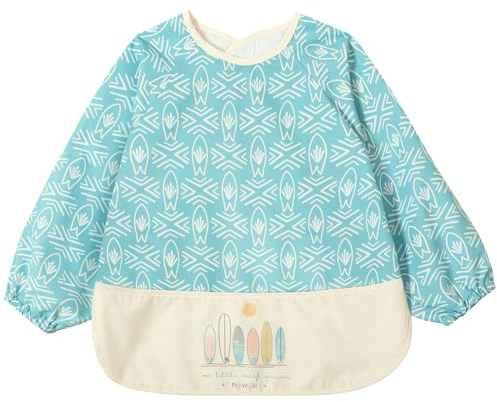 Little Dimsum Mess-Proof Baby Bibs|Infant Toddler Long Sleeve Waterproof Feeding Smock|Catching Food & Wipe Clean