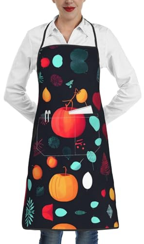 WXCJWD Delantal de trabajo impermeable para hombre y mujer, diseño de calabaza, para cocinar, asar, jardinería, carpintería, ajustable