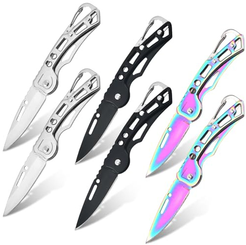 Behogan 6 Stück Klein Klappmesser: Taschenmesser, Mini Scharf Klappmesser, EDC Messe, Messer Taschenmesser, Taschenmesse-r für Outdoor, Camping,Survival