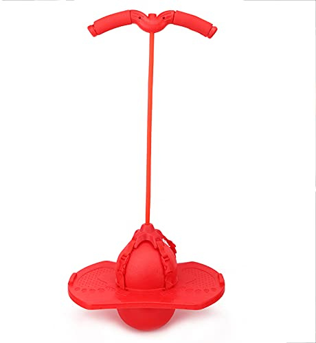 POENVFPO Pogo Stick Pogo Ball con Corrimano in Spugna Pedale Antiscivolo per Bambini 4+ Anni Blu Rosso Giocattolo da Salto Palla per Esercizi Sport all'Aria Aperta (Rosso)