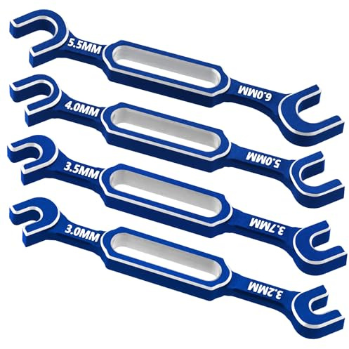 4PCS RC Wrench 3.0/3.2/3.5/3.7/4.0/5.0/5.5/6.0mm Turnbuckle Nut Ball Joint Remover RC Repair Tool for RC Crawler Car Boat Upgrade Parts, Blue