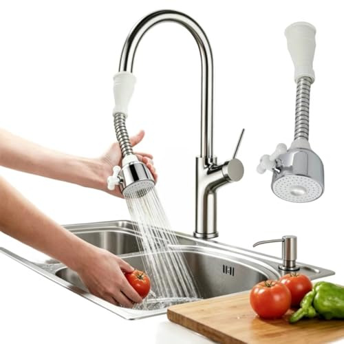 360 Grad Drehbarer Flexibler Wasserhahn-Aufsatz Verlängerung in 2 Modi – Hochwertiger für Küchenspüle – Multifunktionaler Wasserhahnverlängerung für effizientes Wassersparen