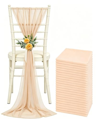 Wedding Chair Sashes Sheer Chiffon Draping Fabric Chair Bows, 275*20cm
