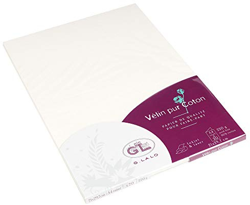 Lalo 48800L 20 Blatt Briefpapier A4 Velin 220g Cremeweiß