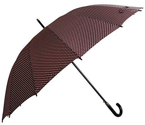 Karry XL Regenschirm Schirm Schnell Trocknent Optimaler Widerstand gegen Wind und Regen Pongee 190 T Braun Weiße Punkte 120 cm
