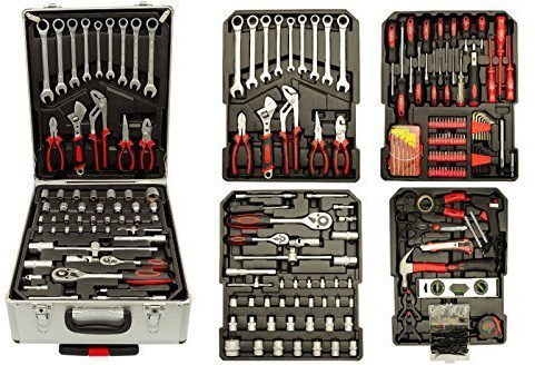 EXPERTSHOP SET CHIAVI CASSETTA ATTREZZI A TROLLEY PORTATILE CHIAVI COMBINATE A CRICCHETTO 186 PEZZI
