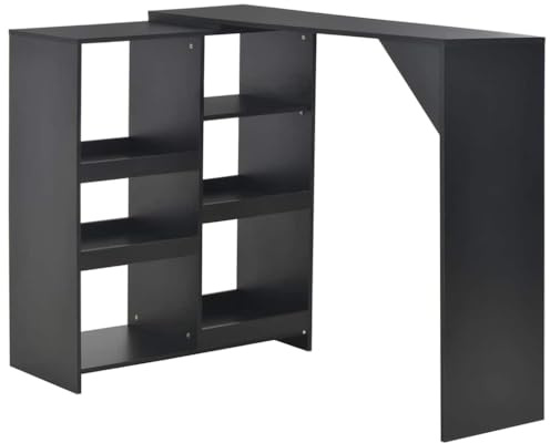 vidaXL Bartisch mit Beweglichem Regal Bartresen Stehtisch Tisch Bistrotisch Tresentisch Küchentheke Frühstückstisch Küchentisch Schwarz 138x39x110cm