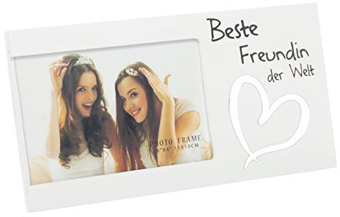 Brandsseller Bilderrahmen Fotorahmen - Beste Freundin der Welt - mit Spiegelherz 25x13x1,5 cm Matt-Weiß