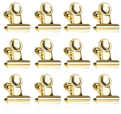Bulldogge Büroklammern, 50 Stück Binder Clips, 22mm Gold Scharnier Clips, Multi-function Papier Clips für Fotos, Büros, Küche zu Hause (Gold)