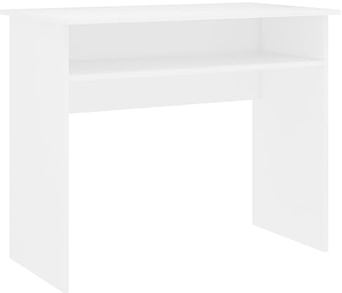 vidaXL Escritorio de Ordenador Trabajo Estudio Ejecutivo Oficina Despacho Mueble Duradera Robusta Estable de Madera Contrachapada Blanco 90x50x74 cm