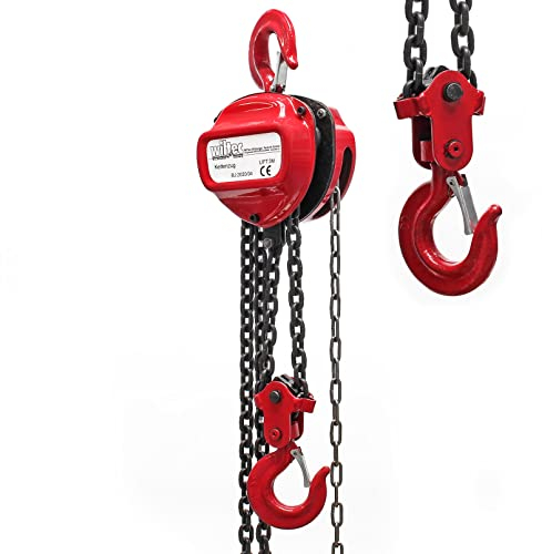 Wiltec Palan à chaîne 3 t – 180 x 180 x 155 mm – Longueur chaîne 3 m – Hauteur levage 2,5 m – Acier – Levage simple de charges – Poulie a chaine Agriculture Sylviculture Industrie Paysagisme Atelier