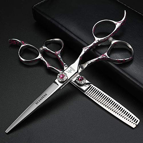 XUANFENG Friseurschere Silber 15,2 cm Profi Haarschneideschere Effilierschere Kit Edelstahl Haarschnitt Schere Haarstyling Schere für Salon Barbber, Männer, Frauen, Kinder und Erwachsene