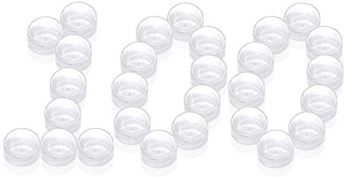 PUDSIRN 100Pcs 3G Sample pots, Empty Round Cosmetic Containers with lid Plastic Container Pot Jars for Creams Nail Polish Lip Balm Lip Gloss Make-up Storage