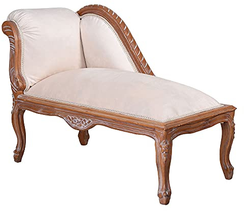 Barock Liege Antik Ottomane Rokoko Sofa Sitzbank 105cm Holz gepolstert Beige Salonsofa cat508g18 Palazzo Exklusiv
