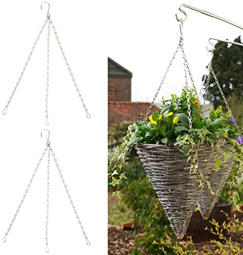 4Pcs Metall Blumentopf Hängende Kette, 3-Strang Aufhängen Blumenampel Kette Flowerpot Bird Feeder Laterne Ornaments mit S Haken und Clips für Vogelfutterhaus Wildvogelfutter Garten Blumentöpfe