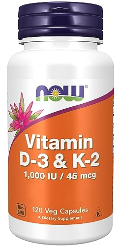 Now Foods, Vitamin D3 & K2, 1.000 IU, 120 Kapseln, Laborgeprüft, Multivitamine, Glutenfrei, Sojafrei, Vegetarisch