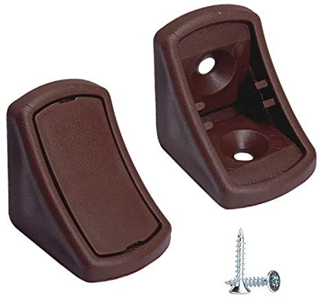 Confezione da 20 staffe per mensole marroni, 24 x 24 mm, giunti angolari per mobili, giunti angolari in plastica a 90 gradi, ad angolo retto, viti incluse (20, marrone)