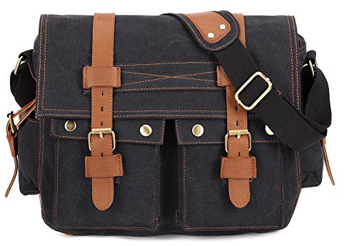 KAUKKO Canvas Militär Umhängetaschen Vintage Schultertasche Messenger Bag für Herren & Damen