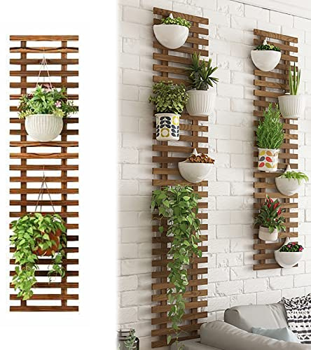 Griglia Resistente Naturale Legno,Fioriera Grigliato Legno da Giardino Vaso per Piante Rampicanti,per Sostegno a Muro Fiori e Piante Fioriere Sospese Decorazione Murale Terrazza (120x29cm/47.2x11.4in)