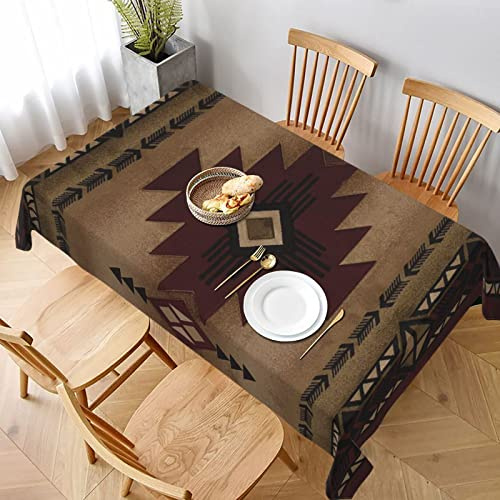 Rechteckige Tischwäsche Vintage Navajo-Ureinwohner-Azteken-Muster Garten Tischdecke Pflegeleicht Wachstuchtischdecke Wetterfeste Gartentischdecke Für Party Camping Terrasse,137X183cm