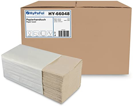 Hypafol Papierhandtücher für Spender | Recycling, 1-lagig, 25 x 20 cm | 4.000 Blatt | ZZ/V-Falz geeignet für Handtuchspender in Toiletten, Büros, Praxen und Studios