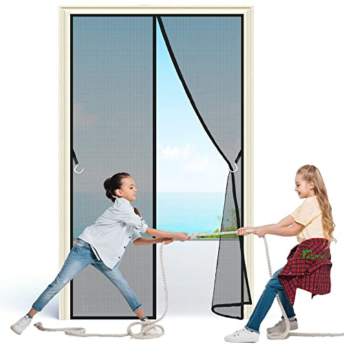 Wirksamer Insektenschutz, 60x220 cm Lamellenvorhang, Fliegengitter mit Magnet & Eingenähten Gewichten, einfach und schnell zu montieren, Anthrazit P