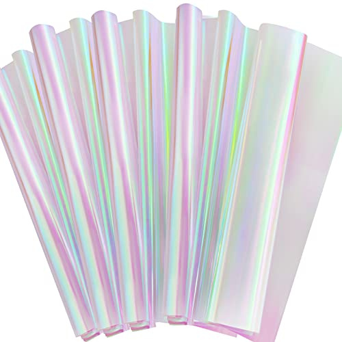 Outus Iridescent Cellophane Film Rainbow Cellophane Wrapping DIY Craft Decorations for Gift Baskets Fairy Butterfly Supply Party Festival celebrations(39 x 394 Inch,Pink)