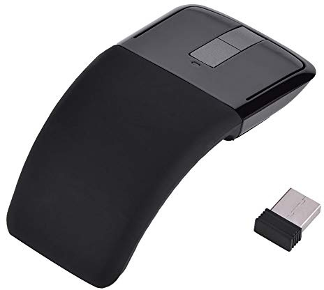 Vikye Bluetooth Arc Touch Maus 2,4 GHz Faltbare mit USB-Empfänger für PC, Laptop, Smart TV (Schwarz)