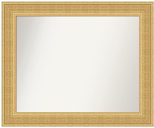 Amanti Art Gold Wall Mirror 28x34 Trellis Gold Rectangle Bathroom Mirror for Wall Decor Living Room, Large Traditional Wood Frame, Hangs Horizonally and Vertically, Bathroom Decor, Non-Beveled Edge