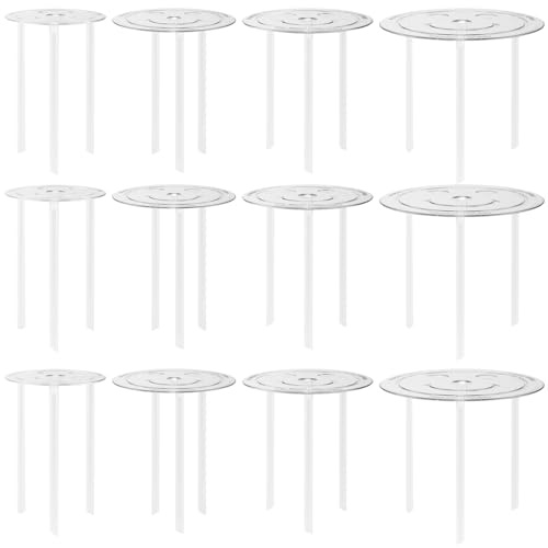YUENPUN Juego de 12 soportes multicapa para tartas, juego de varillas de plástico de 4 niveles, tacos y tablas para tartas de boda, platos separadores de pasteles para apilar pasteles (4, 6, 8, 10