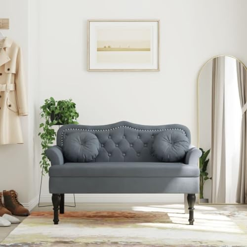 Festnight Sitzbank mit Kissen Schlafzimmersofa Küchensofa Esszimmerbank Essbank Polsterbank mit Kissen Sitzbank Bank Dunkelgrau 120,5x65x75 cm Samt