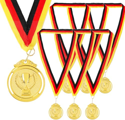 GEBETTER 6 Stück Medaillen mit Pokale Muster Gewinner Medaille Metall für Kinder Siegermedaillen Party Sportstag Spielzeug Preisen Wettbewerb Auszeichnungen Mitgebsel